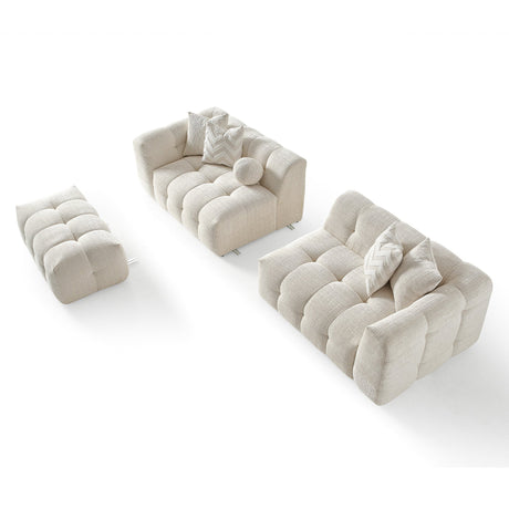 Alana Tufted Ivory Chenille Modular Sectional Sofa by Ashcroft Furniture at Eve Furniture