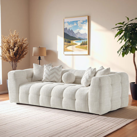 Alana Tufted Ivory Chenille Sofa by Ashcroft Imports at Eve Furniture