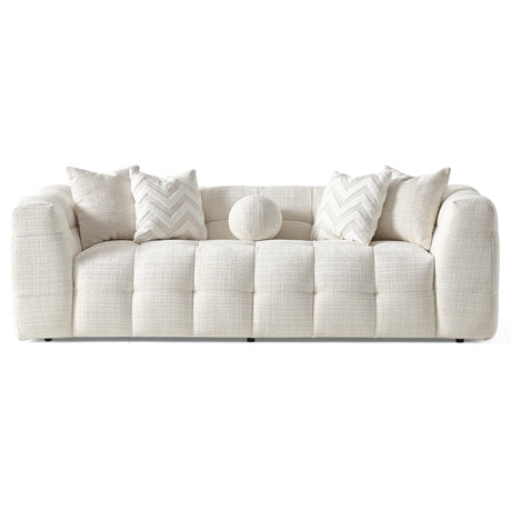 Alana Tufted Ivory Chenille Sofa by Ashcroft Imports at Eve Furniture