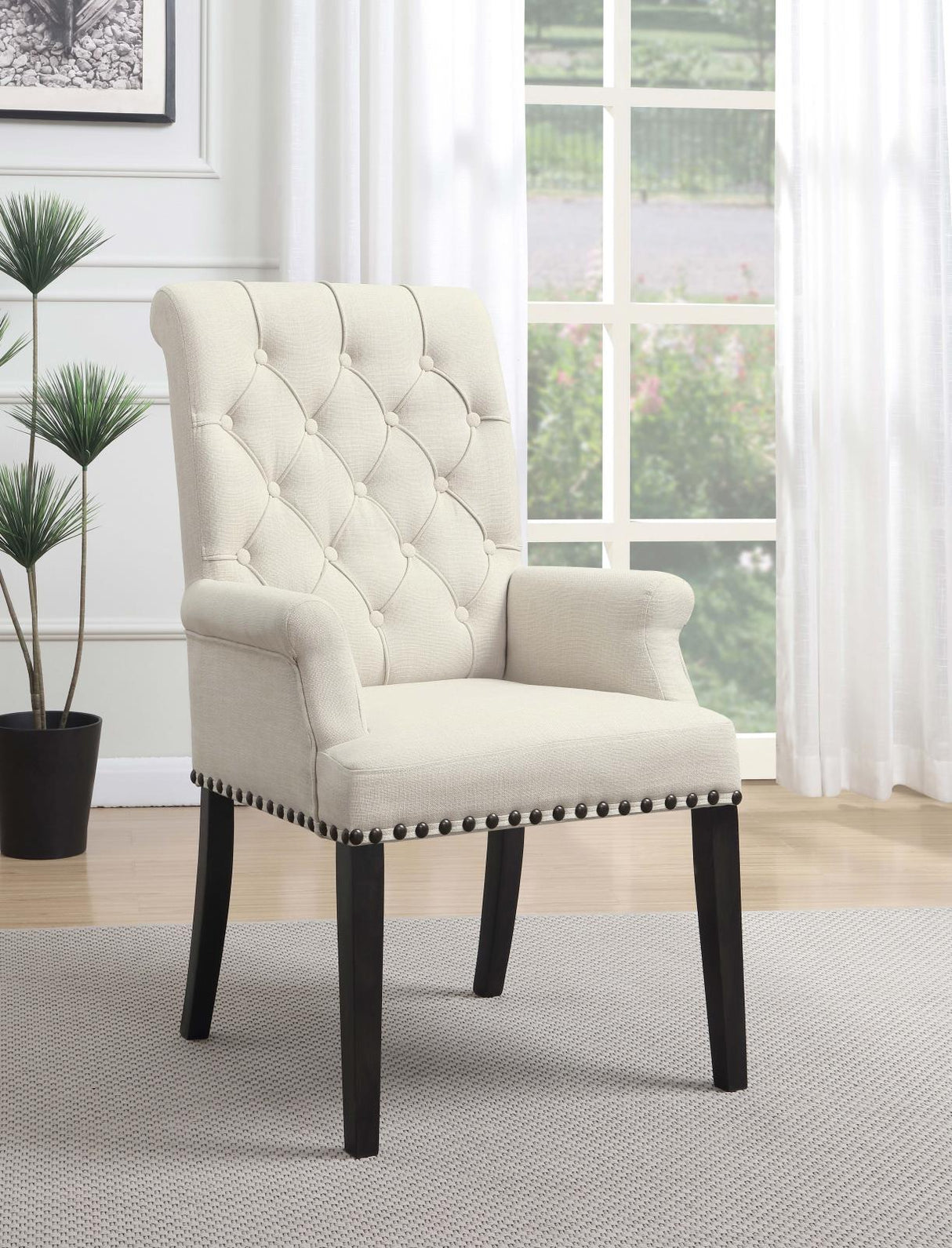 Alana Beige/Smokey Black Upholstered Arm Chair