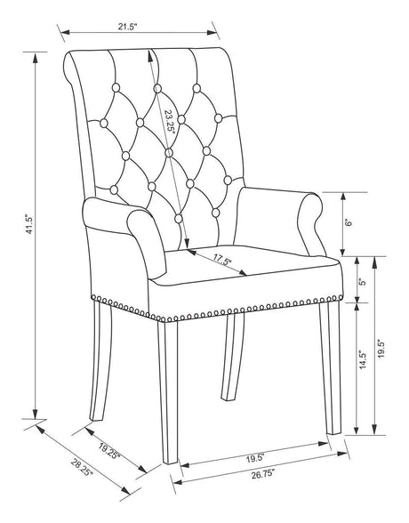 Alana Upholstered Tufted Arm Chair with Nailhead Trim by Coaster at Eve Furniture