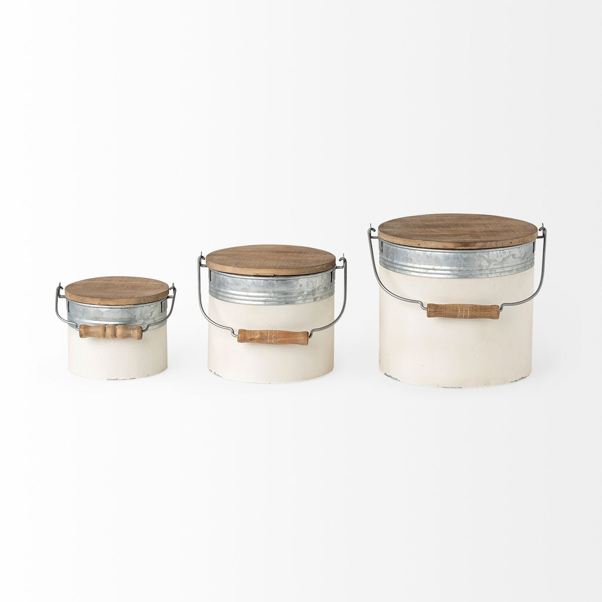 Alani (Set of 3) White Metal Storage Boxes by Mercana at Eve Furniture