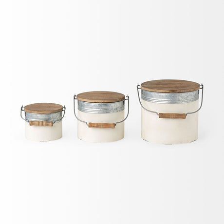 Alani (Set of 3) White Metal Storage Boxes by Mercana at Eve Furniture
