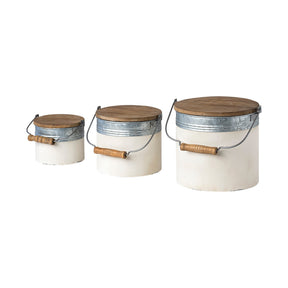 Alani (Set of 3) White Metal Storage Boxes by Mercana at Eve Furniture