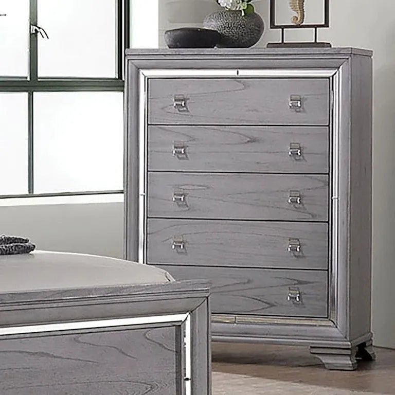 Alanis Light Gray 5-Piece Queen Bedroom Set by Furniture of America at Eve Furniture