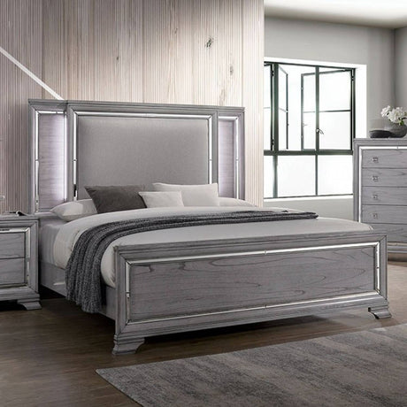 Alanis Light Gray 5-Piece Queen Bedroom Set by Furniture of America at Eve Furniture