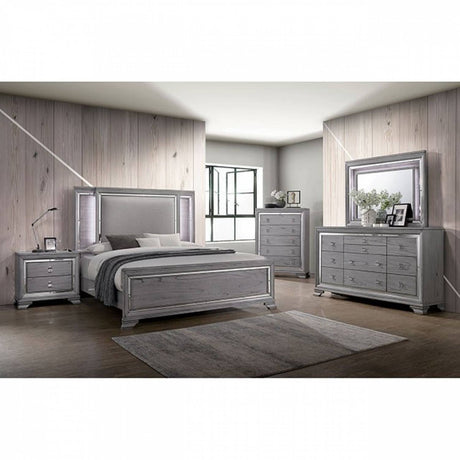 Alanis Light Gray 5-Piece Queen Bedroom Set by Furniture of America at Eve Furniture