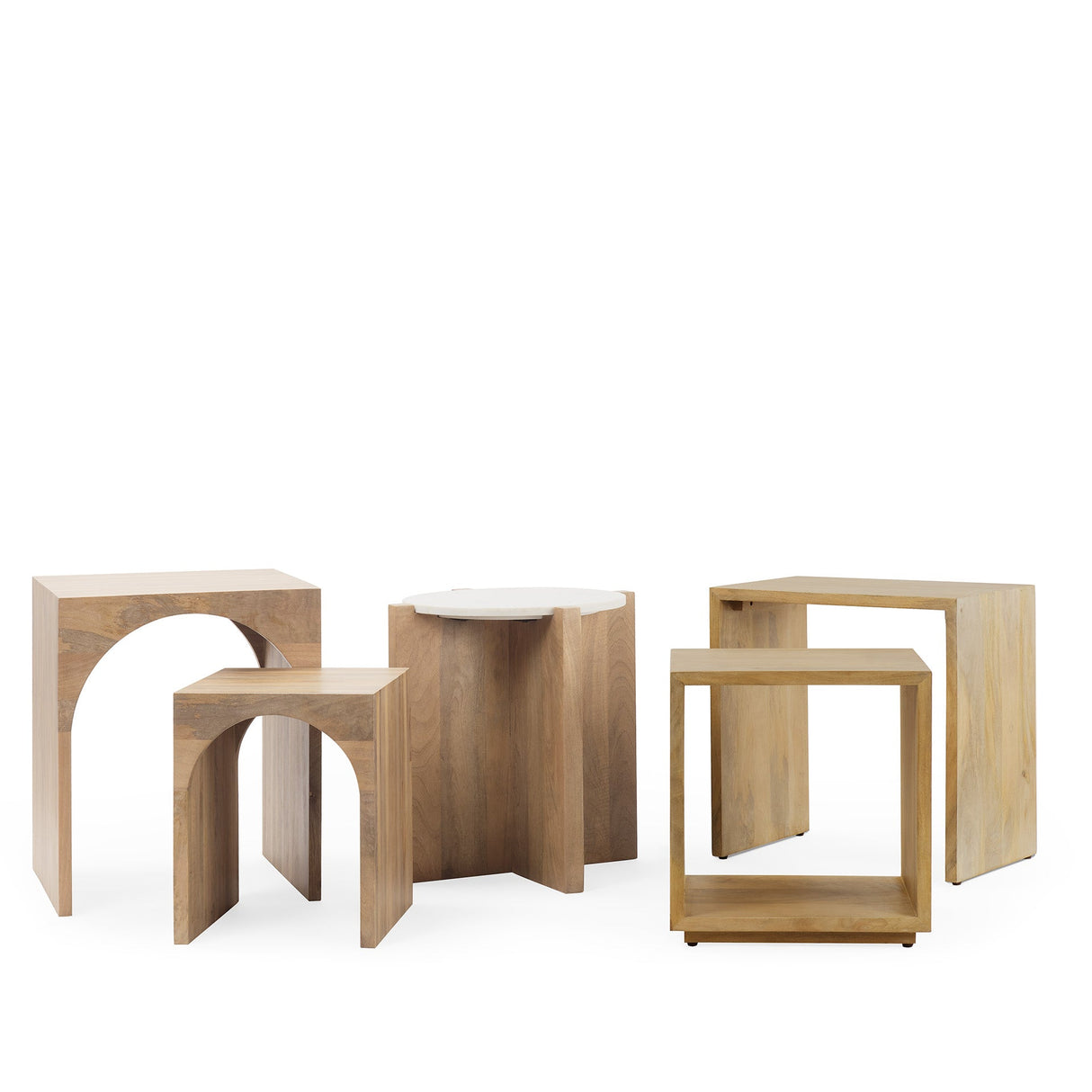 Alanna 22.0L x 15.0W x 22.0H Set of 2 Brown Wood Nesting Accent Tables by Mercana at Eve Furniture