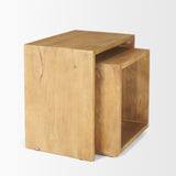 Alanna 22.0L x 15.0W x 22.0H Set of 2 Brown Wood Nesting Accent Tables by Mercana at Eve Furniture