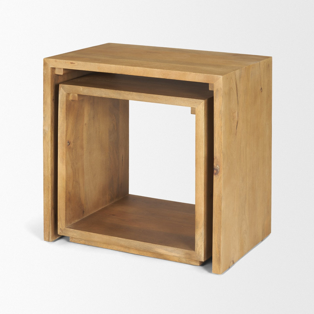 Alanna 22.0L x 15.0W x 22.0H Set of 2 Brown Wood Nesting Accent Tables by Mercana at Eve Furniture