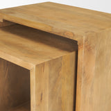 Alanna 22.0L x 15.0W x 22.0H Set of 2 Brown Wood Nesting Accent Tables by Mercana at Eve Furniture