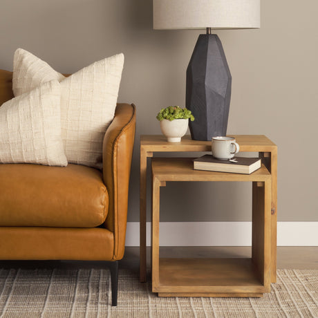 Alanna Set of 2 Brown Wood Nesting Accent Tables by Mercana at Eve Furniture