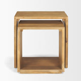 Alanna Set of 2 Brown Wood Nesting Accent Tables by Mercana at Eve Furniture