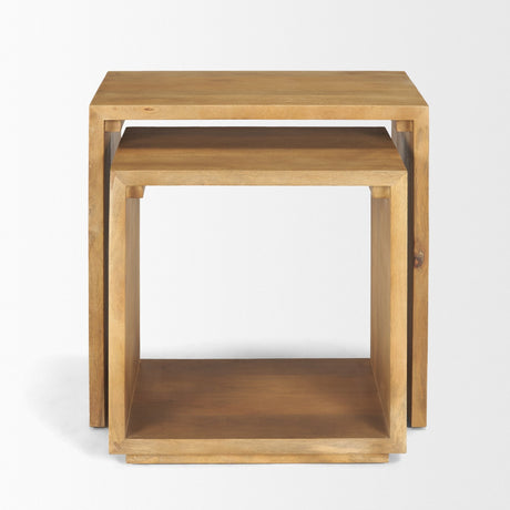 Alanna Set of 2 Brown Wood Nesting Accent Tables by Mercana at Eve Furniture