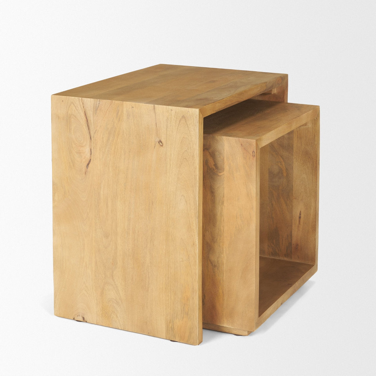 Alanna Set of 2 Brown Wood Nesting Accent Tables by Mercana at Eve Furniture