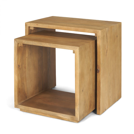 Alanna Set of 2 Brown Wood Nesting Accent Tables by Mercana at Eve Furniture