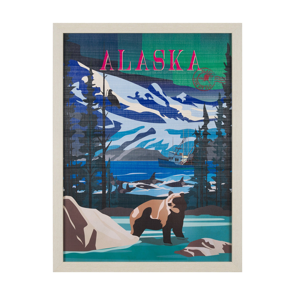 Alaska Go USA (L) by Mercana Studio a Hand Embellished Decograph Framed Art Print by Mercana at Eve Furniture