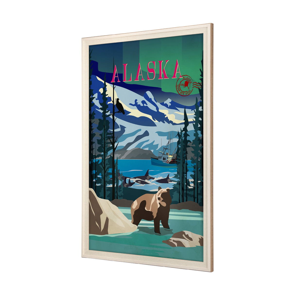 Alaska Go USA (XL) by Mercana Studio a Hand Embellished Decograph Framed Art Print under Glass by Mercana at Eve Furniture