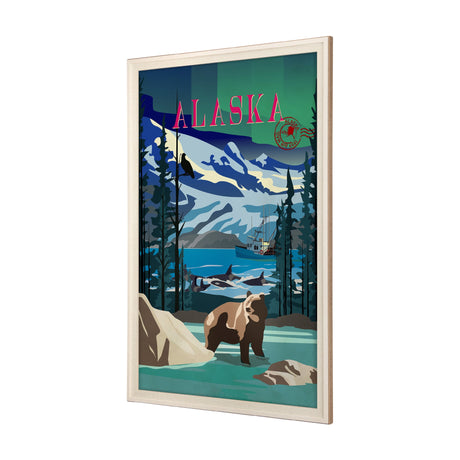 Alaska Go USA (XL) by Mercana Studio a Hand Embellished Decograph Framed Art Print under Glass by Mercana at Eve Furniture