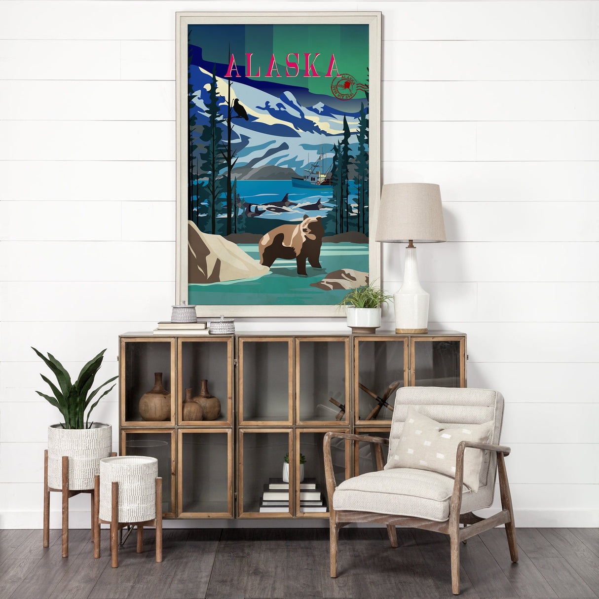 Alaska Go USA (XL) by Mercana Studio a Hand Embellished Decograph Framed Art Print under Glass by Mercana at Eve Furniture