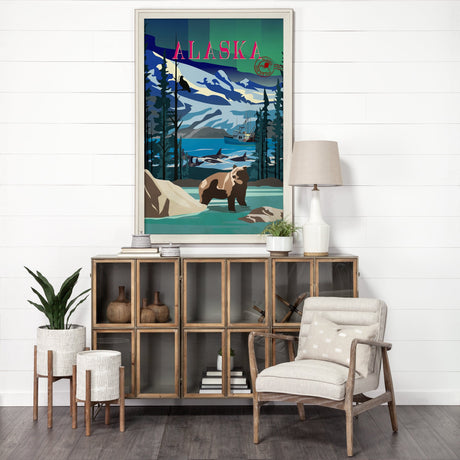 Alaska Go USA (XL) by Mercana Studio a Hand Embellished Decograph Framed Art Print under Glass by Mercana at Eve Furniture