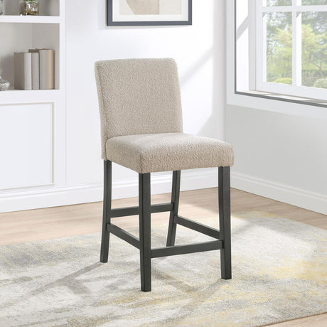 Alba Boucle Upholstered Counter Height Dining Chair Beige and Charcoal Grey (Set of 2) by Coaster at Eve Furniture