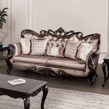 Albacete Dark Cherry/Brown Sofa & Loveseat by Furniture of America at Eve Furniture