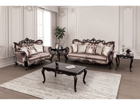 Albacete Dark Cherry/Brown Sofa & Loveseat by Furniture of America at Eve Furniture