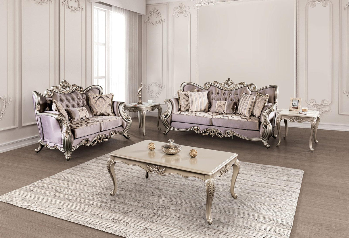 Albacete Champagne/Purple Loveseat by Furniture of America at Eve Furniture