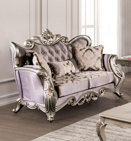 Albacete Champagne/Purple Loveseat by Furniture of America at Eve Furniture