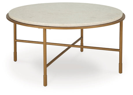 Alben Antique Gold Coffee Table by Ashley at Eve Furniture