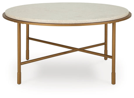 Alben Antique Gold Coffee Table by Ashley at Eve Furniture
