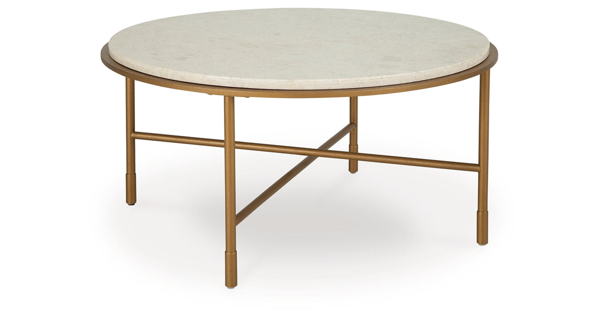 Alben Antique Gold Coffee Table by Ashley at Eve Furniture