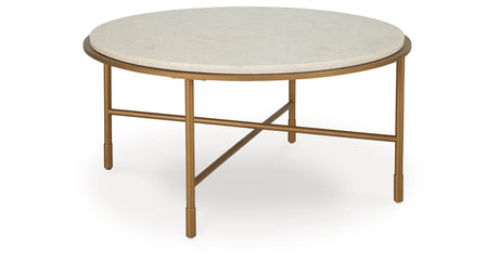 Alben Antique Gold Coffee Table by Ashley at Eve Furniture