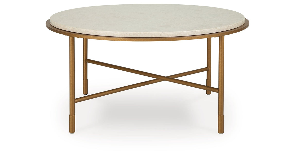 Alben Antique Gold Coffee Table by Ashley at Eve Furniture