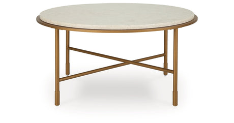 Alben Antique Gold Coffee Table by Ashley at Eve Furniture