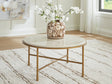 Alben Antique Gold Coffee Table by Ashley at Eve Furniture