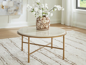 Alben Antique Gold Coffee Table by Ashley at Eve Furniture