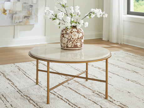 Alben Antique Gold Coffee Table by Ashley at Eve Furniture