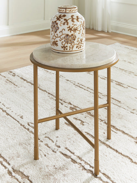Alben Antique Gold End Table by Ashley at Eve Furniture