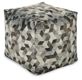 Albermarle Gray/Brown Pouf by Ashley at Eve Furniture