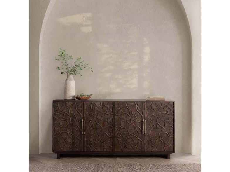 Albero Brown Solid Wood 4-Door Buffet by Classic Home at Eve Furniture