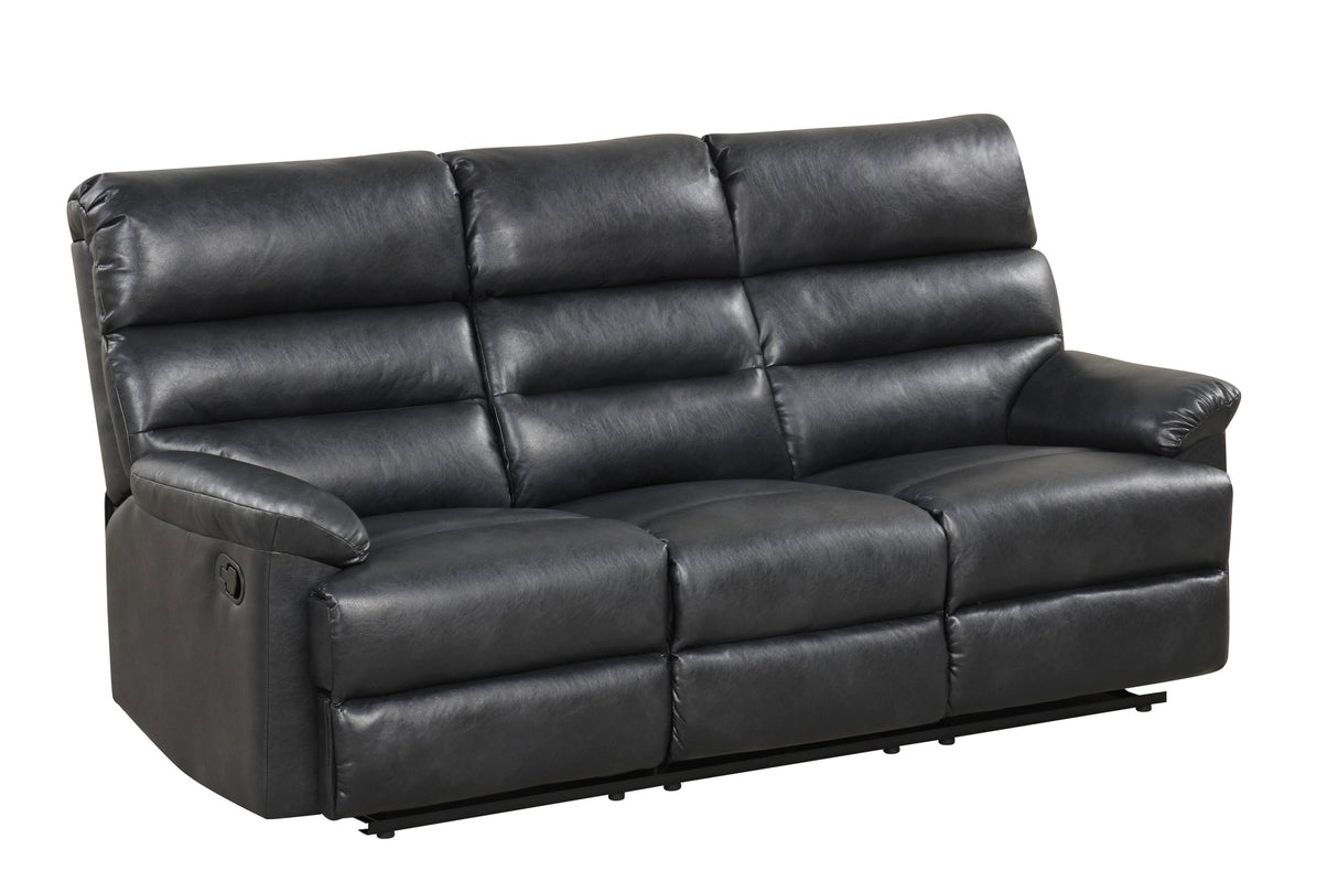 Albert Black Leather 3-Piece Reclining Living Room Set by Happy Homes at Eve Furniture