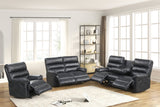 Albert Black Leather 3-Piece Reclining Living Room Set by Happy Homes at Eve Furniture