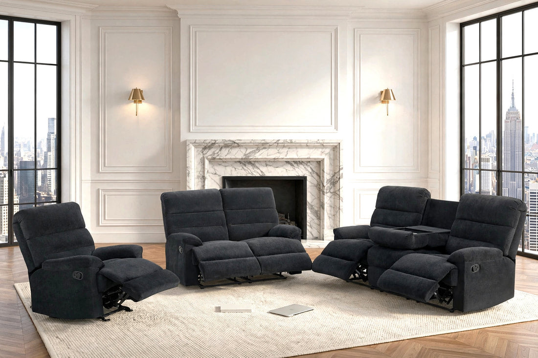 Albert Black Performance Fabric Reclining Living Room Set by Happy Homes at Eve Furniture
