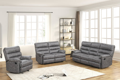 Albert Gray 3-Piece Reclining Living Room Set by Happy Homes at Eve Furniture