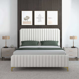 Valery King Size Cream Boucle Platform Bed by Ashcroft Imports at Eve Furniture