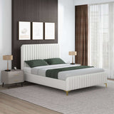 Valery Queen Size Cream Boucle Platform Bed by Ashcroft Imports at Eve Furniture