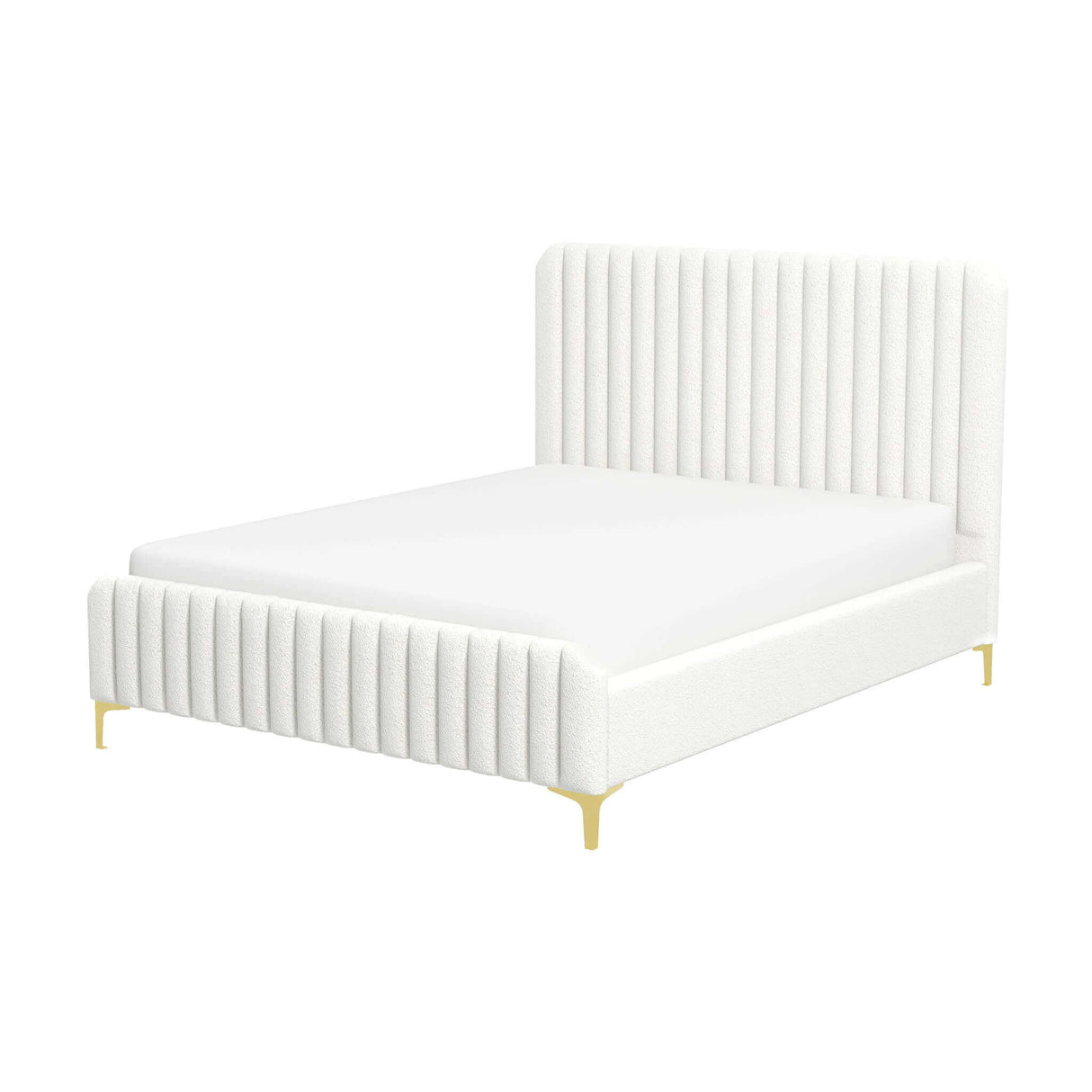 Valery Queen Size Cream Boucle Platform Bed by Ashcroft Imports at Eve Furniture