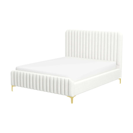 Valery King Size Cream Boucle Platform Bed by Ashcroft Imports at Eve Furniture